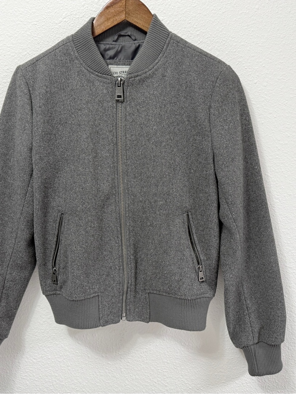 Levi’s Rare Gray Wool Blend Bomber Jacket Women’s S New Without Tags